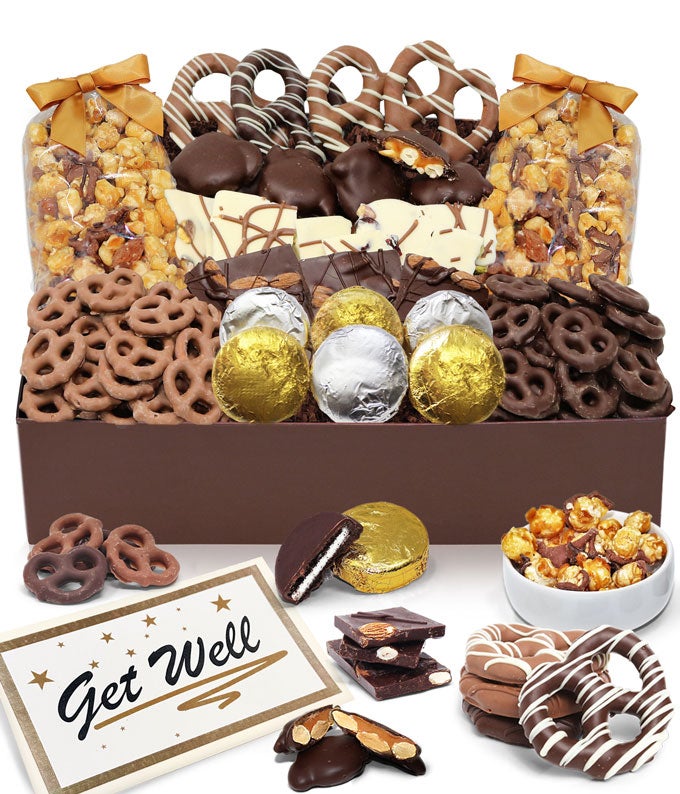 E-199.jpg Get Well - Belgian Chocolate Covered Snack Tray