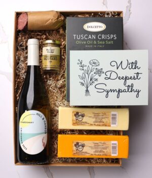 With Sympathy Cheese, Meat & California Red Wine Gift Box