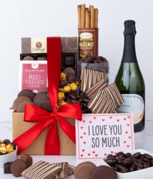 I Love You! Deluxe Sweet Treats Chocolate Gift Box with Sparkling Wine