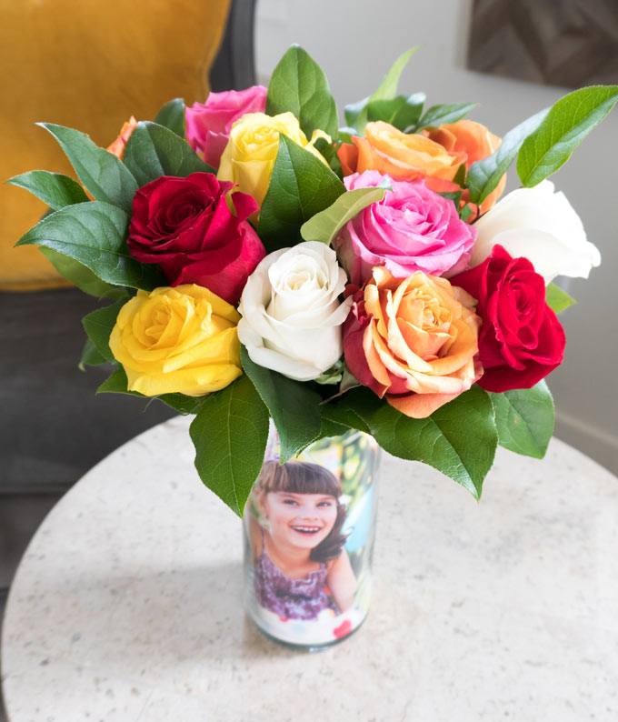 F-055_A2.jpg One Dozen Rainbow Roses - Image 3