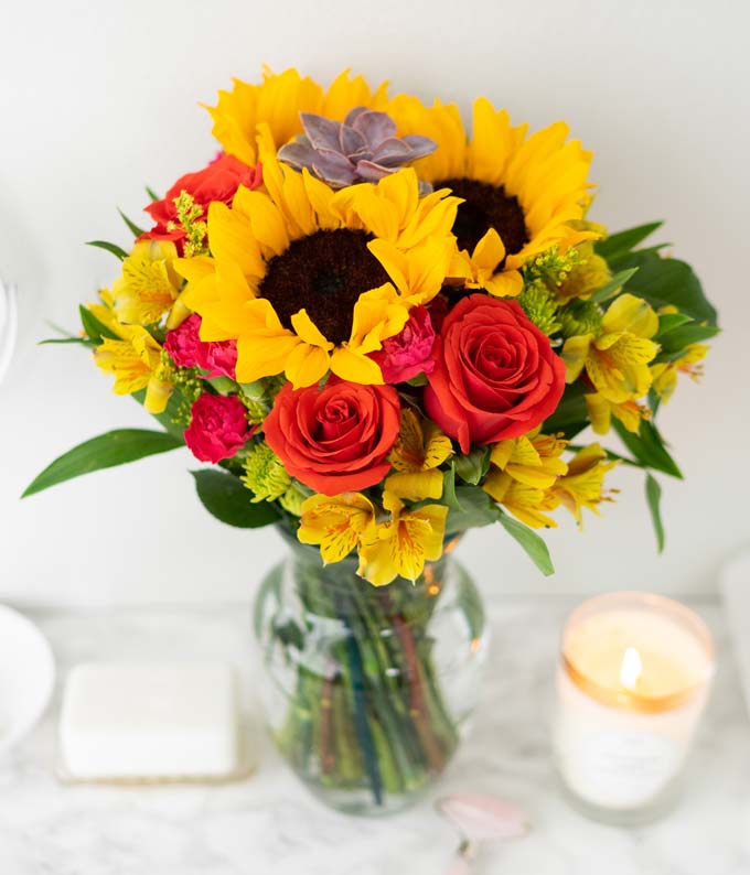 F-134_A1.jpg Sweetest Sunflower Succulent Bouquet - Image 2