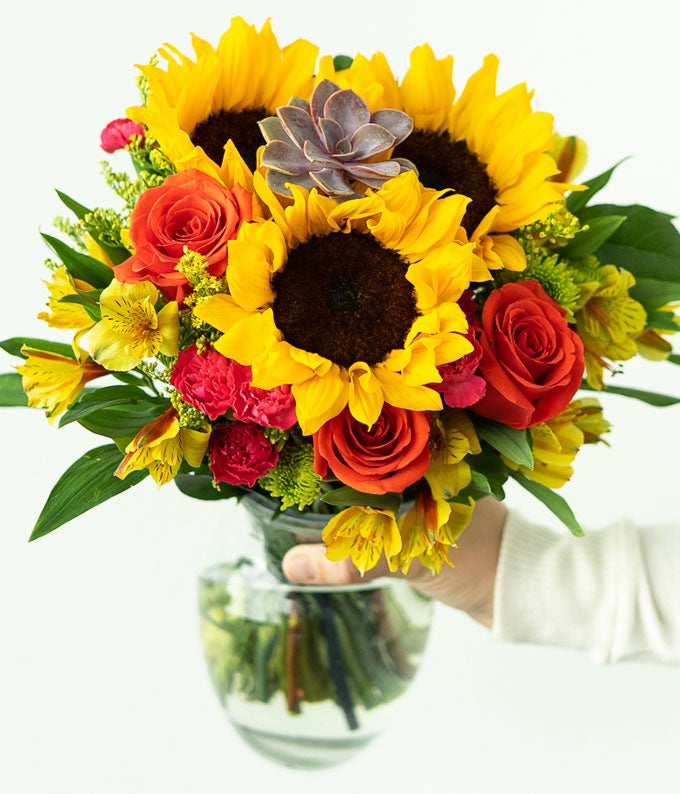 F-134_A3.jpg Sweetest Sunflower Succulent Bouquet - Image 4