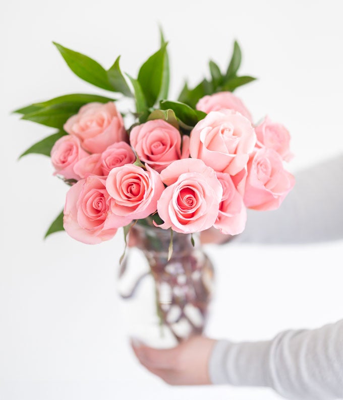 F-209_A3.jpg One Dozen Light Pink Roses - Image 4
