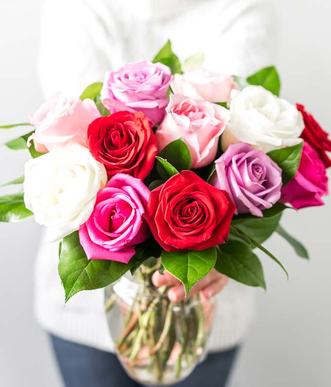 F-340_A3.jpg One Dozen Assorted Sweetheart Roses - Image 4