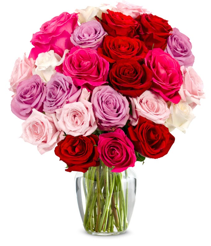 F-342.jpg Two Dozen Assorted Sweetheart Roses