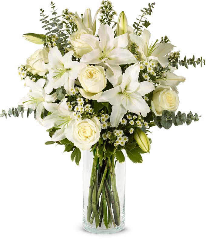 F-455_VCB.jpg With All Our Sympathy Lily Arrangement