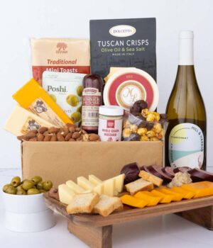 Deluxe Charcuterie, Cheese & White Wine Gift Box