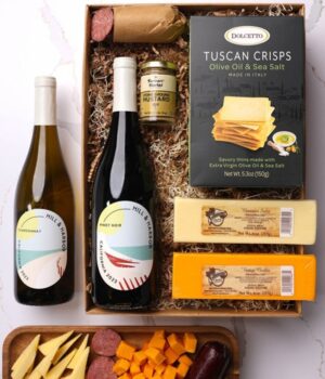 Cheese, Meat & California Red and White Wine Gift Box