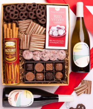 Sweet Treats Chocolate Gift Box with California Red & White Wine