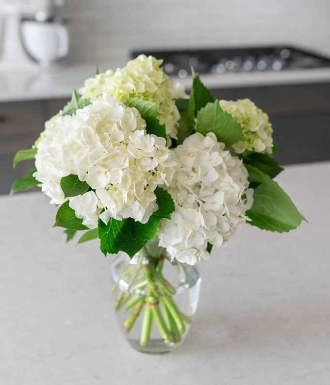F-605_A3.jpg White & Mini Green Hydrangea Bouquet - Image 4