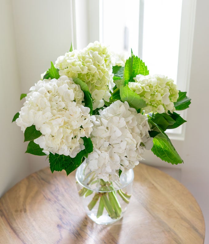 F-605_A4.jpg White & Mini Green Hydrangea Bouquet - Image 5