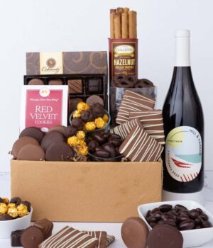 Deluxe Sweet Treats Chocolate Gift Box with Red Wine