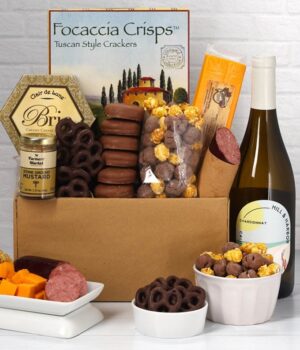 Sweet & Savory Gourmet Gift Box with White Wine