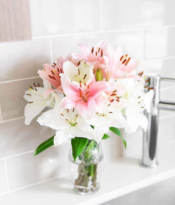 F-669_A2.jpg Pink and White Lilies with Red Wine - Image 3
