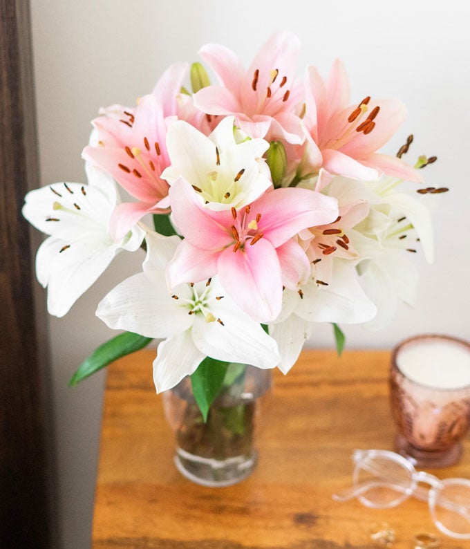 F-669_A4.jpg Pink and White Lilies with Red Wine - Image 4