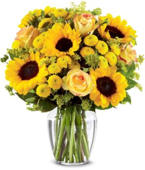 Brilliant Sunflower & Rose Bouquet - Deluxe