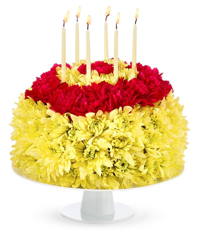F-815-1.jpg Red & Yellow Birthday Flower Cake