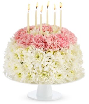 Pink & Cream Flower Birthday Cake