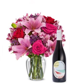 Roses & Lilies with Red Wine