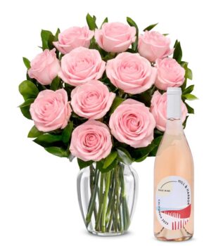 One Dozen Light Pink Roses & Rosé