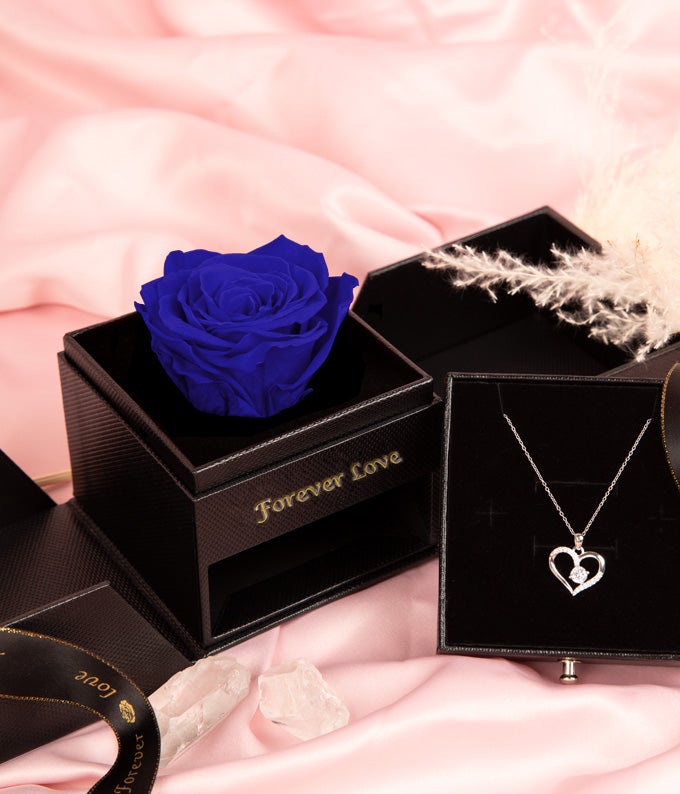 R-026_A1.jpg Forever Rose & Necklace Gift Set- Blue - Image 2