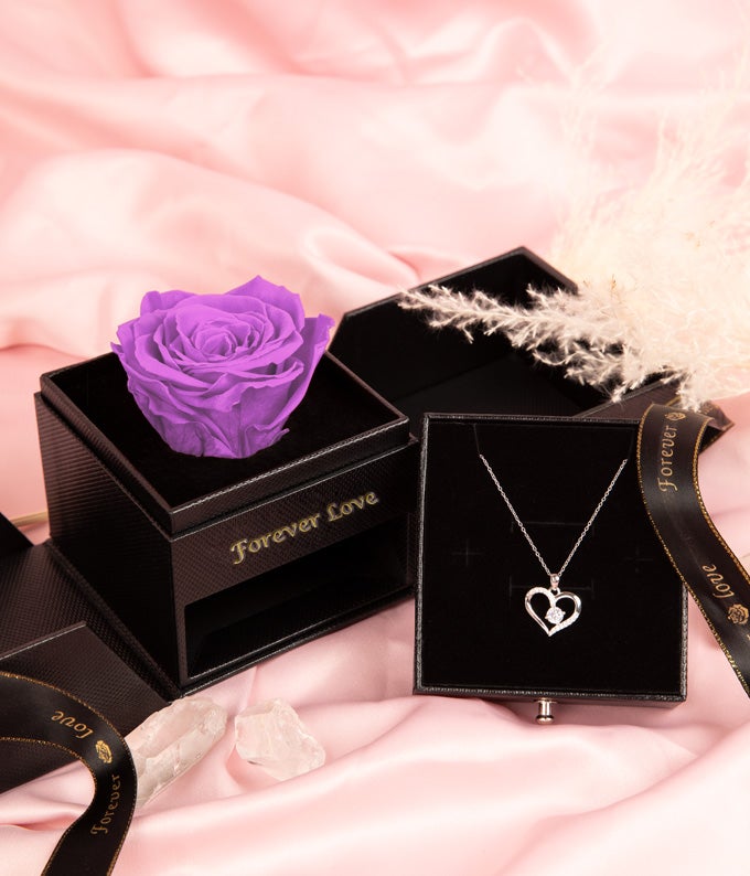 R-027_A1.jpg Forever Rose & Necklace Gift Set- Purple - Image 2