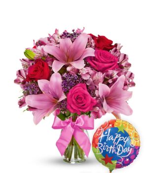 Lily & Rose Celebration with Birthday Balloon