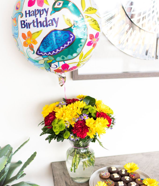 V7029_A1.jpg Festive Floral Garden with Birthday Balloon - Image 2
