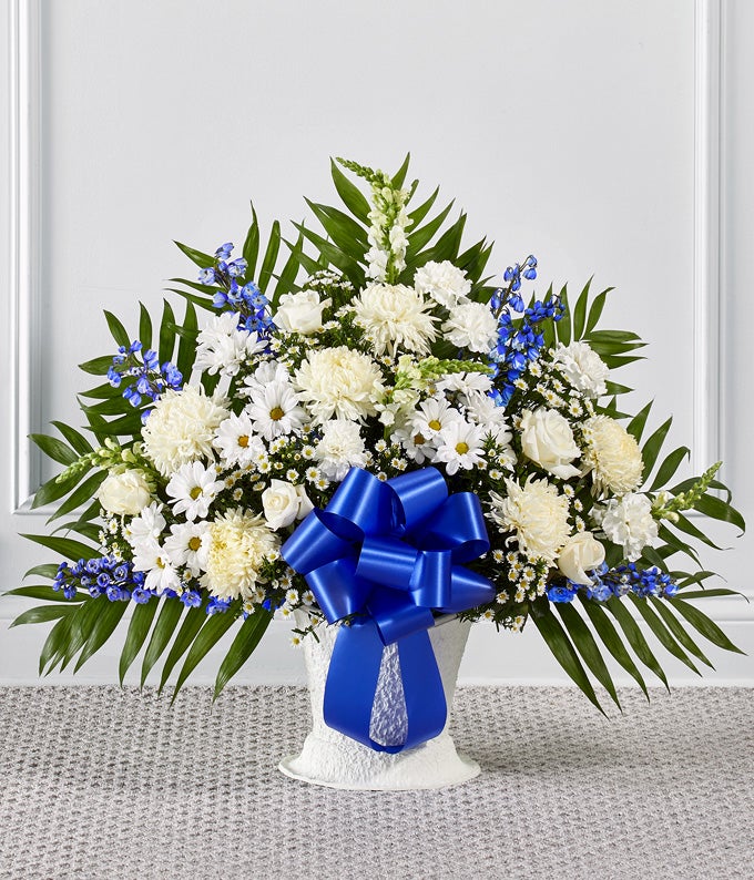 V7043-1.jpg Blue & White Sympathy Floor Basket
