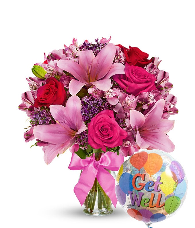 V7048.jpg Lily & Rose Bouquet with Get Well Balloon