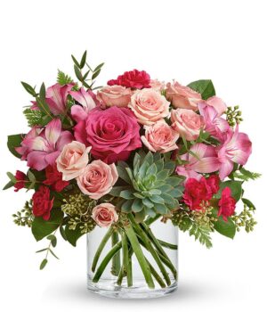 Pink Rose Succulent Garden