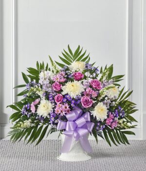 Lavender & White Sympathy Floor Basket