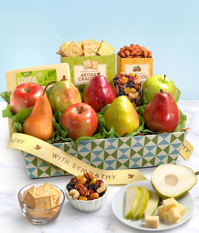 X-Y47-1.jpg Classic Cheese & Fruit Sympathy Gift Basket