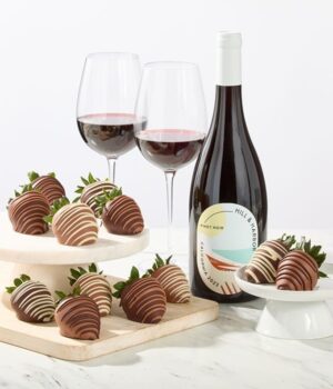 Gourmet Chocolate Dipped Strawberries & Red Wine