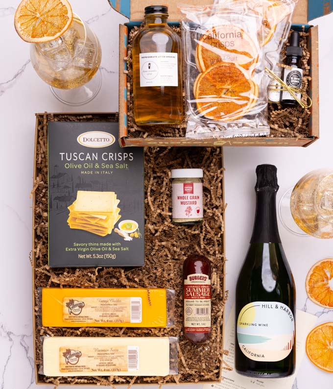 YH3E1-1.jpg Cheese & Meat Box with Garden Party Spritz Cocktail Kit and Sparkling Wine