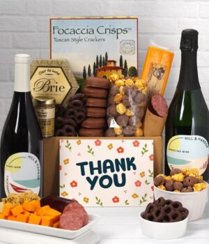Thank You Sweet & Savory Gourmet Gift Box with California Red & Sparkling Wine