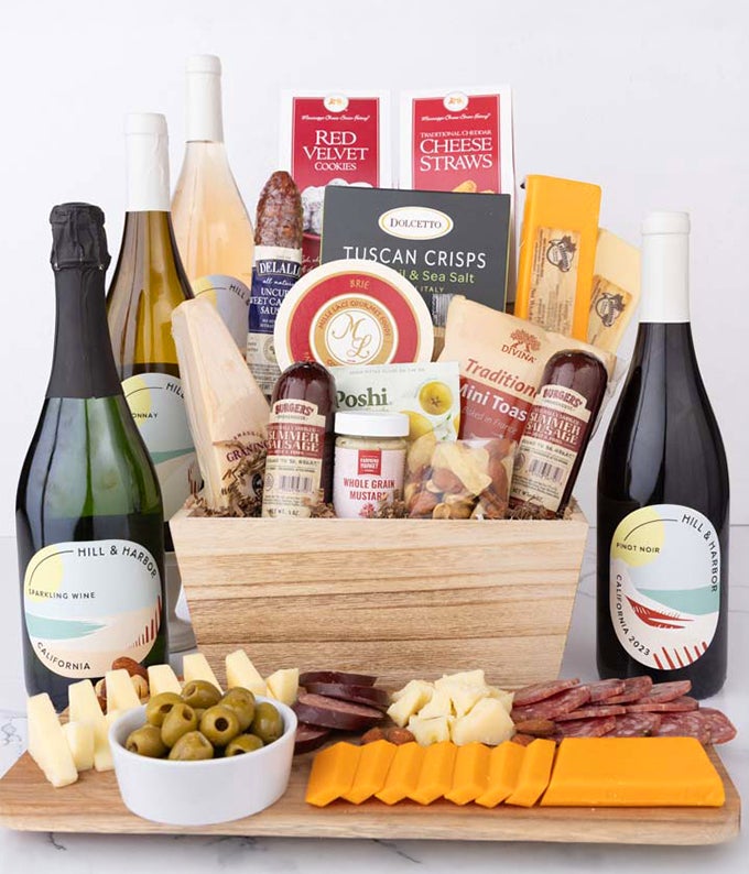 YH90A.jpg Hill & Harbor Wine & Gourmet Charcuterie Gift Basket