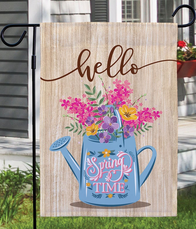 YP026.jpg Hello Spring Time Garden Flag